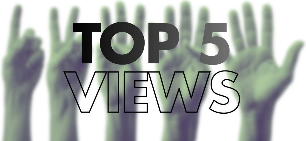 A visual representation featuring multiple hands raised with fingers displayed prominently, signifying the concept of ranking. There is a green filter over the image. The text "TOP 5 COMMENTS" overlaying the image.